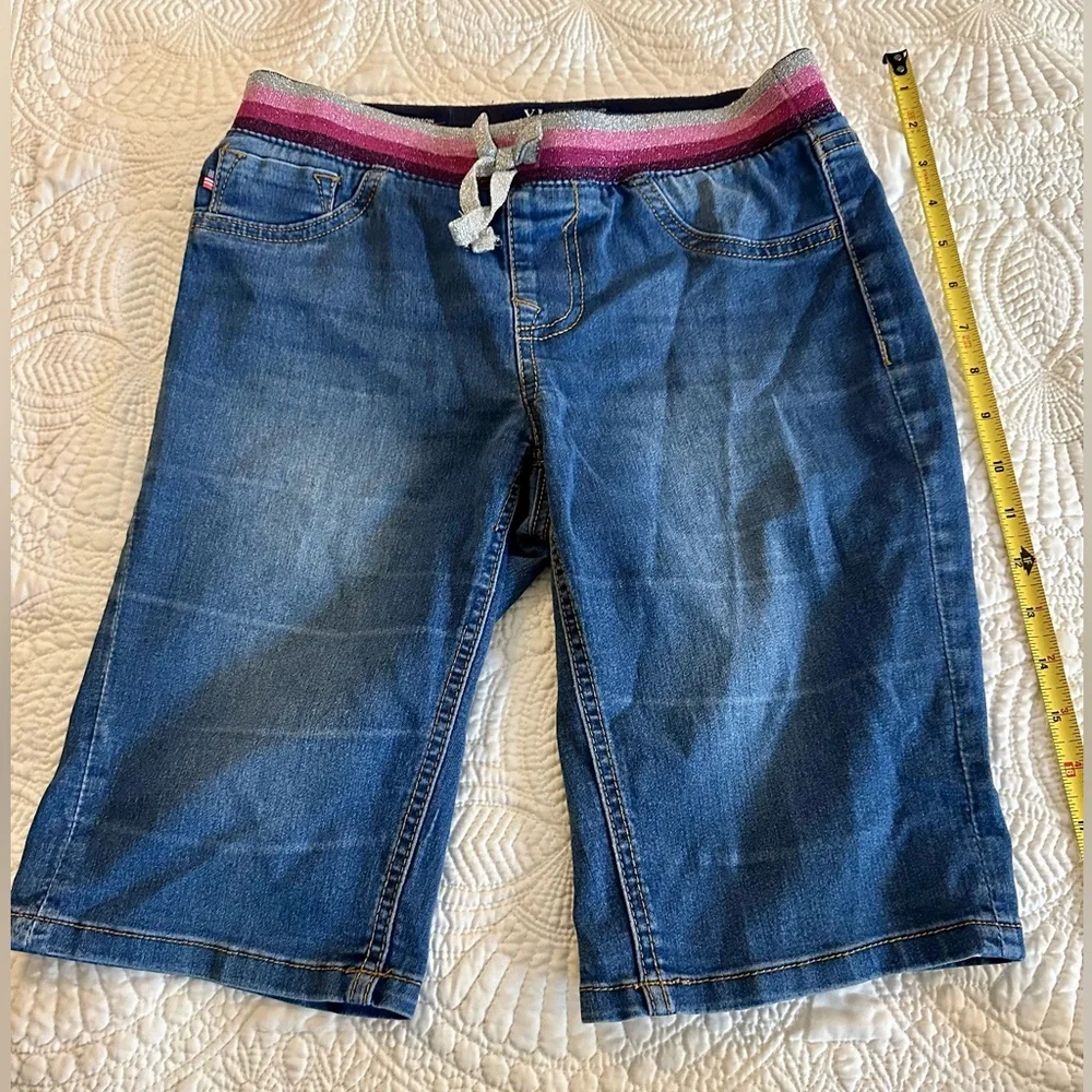 Vigoss Girls' Denim Bermuda Shorts w/ Sparkle Knit‎ Waistband